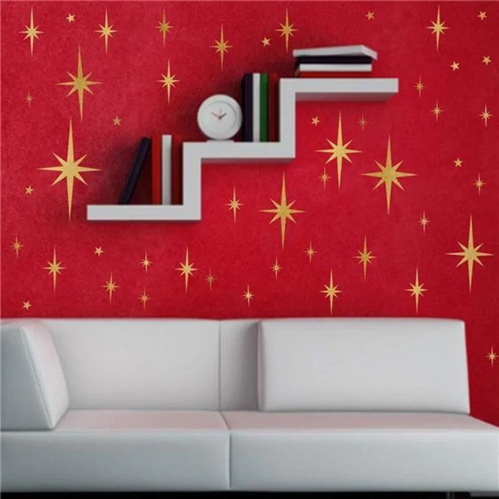 Star Wall Stickers Girls Room Wall Decals (116pcs) Sparkle Wall Sticker Stick